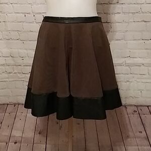 Green and black leather skirt